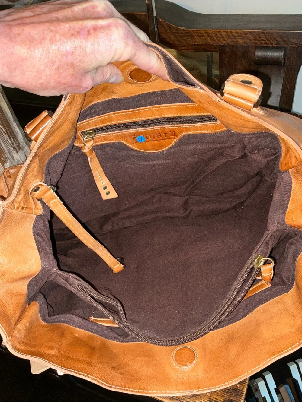 NWT Bed Stu Rockaway Shoulder Bag Crossbody Work School Tote Tan Rustic $345 - Picture 11 of 16